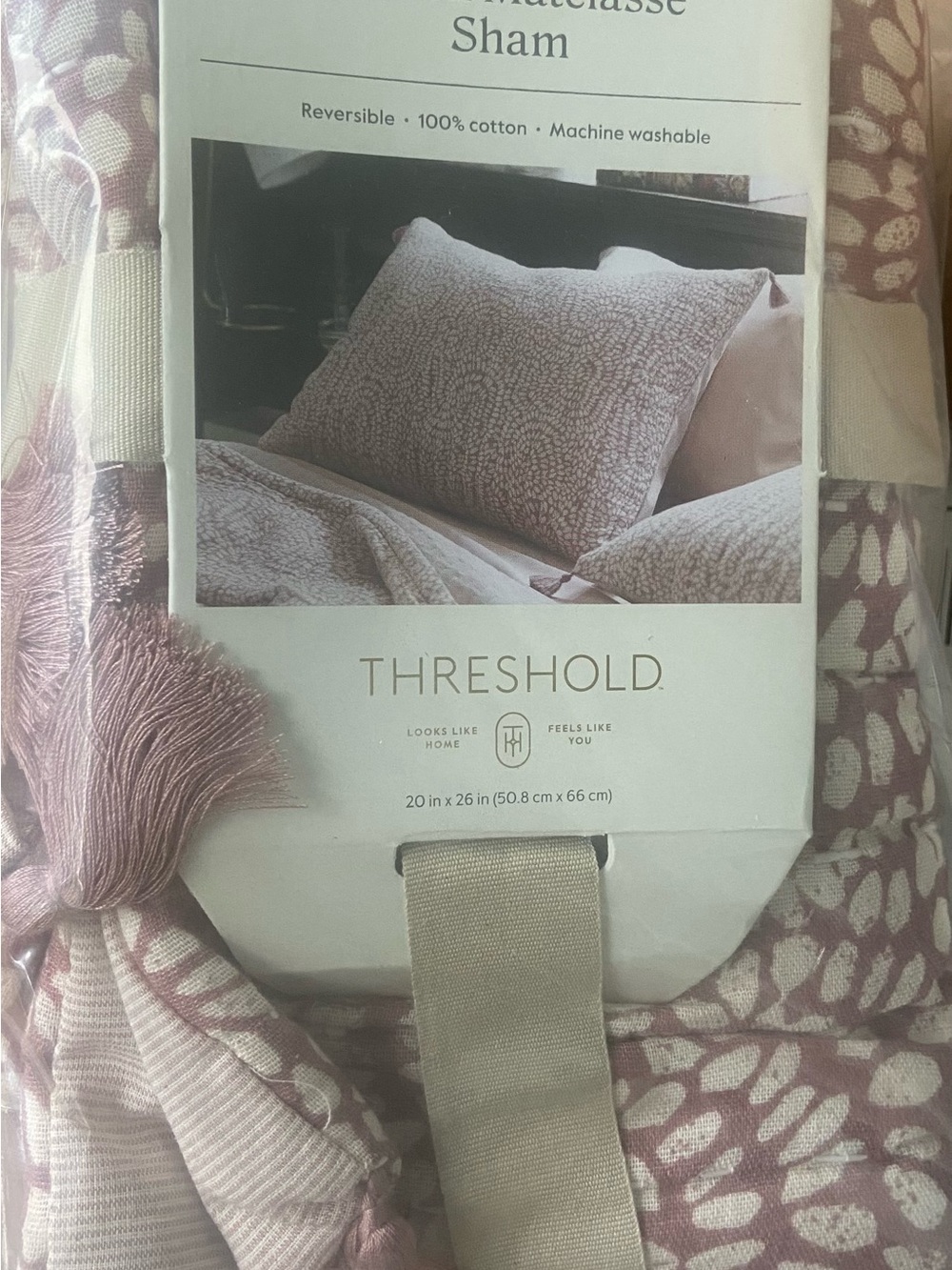 Threshold Dusty Rose Decorative Cotton Sham with Tassel Trim